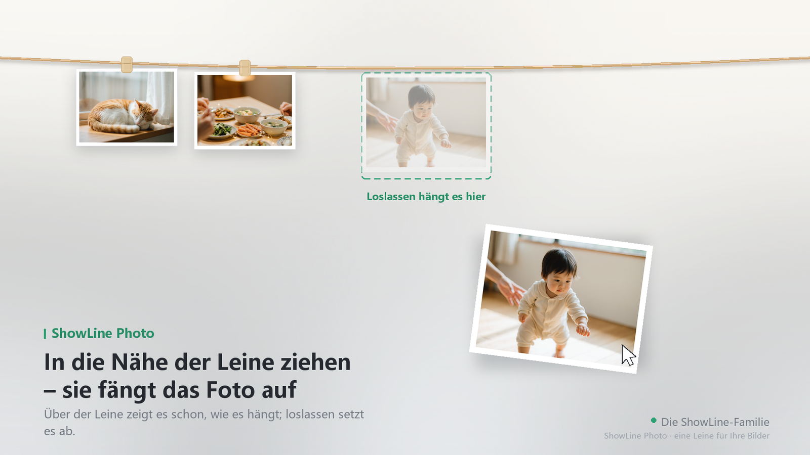 Ein Foto auf die Leine ziehen