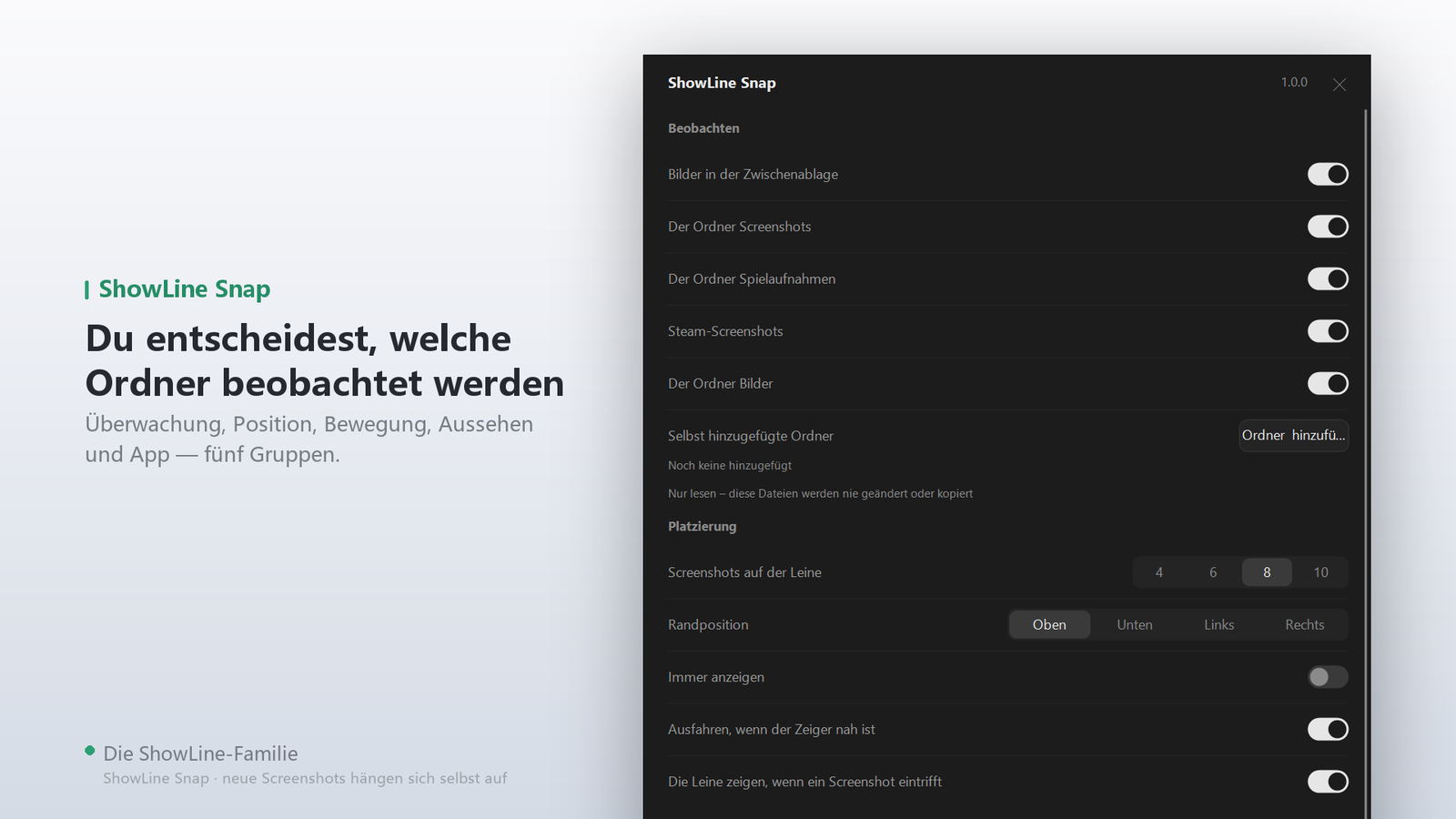 Quellen, Bewegung, Position, App