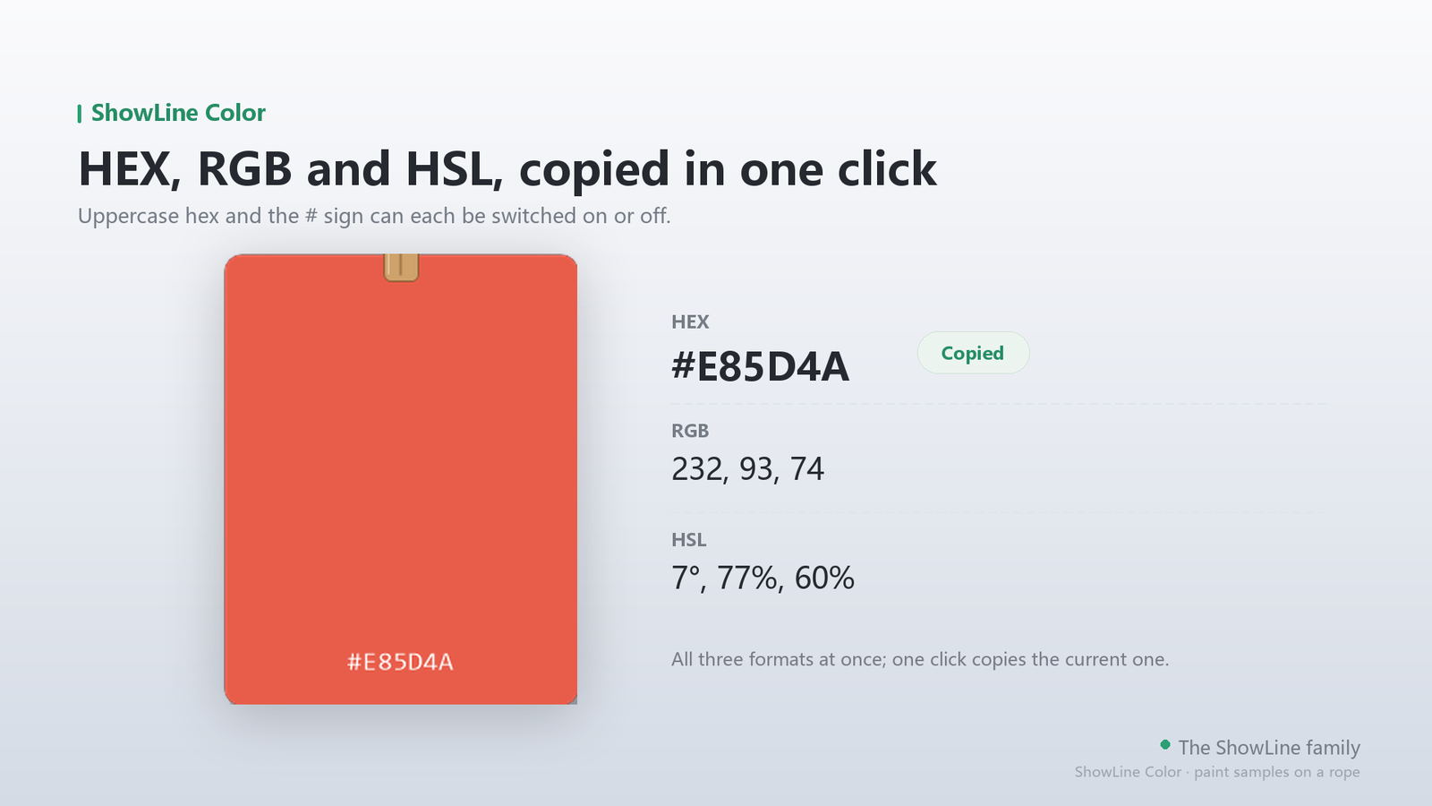 HEX, RGB and HSL at once