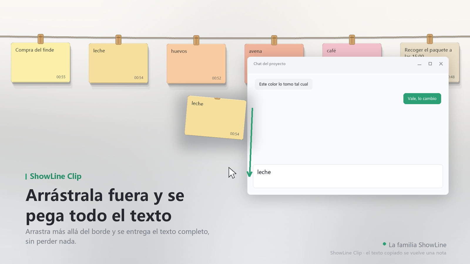 Arrastra una nota a otra app
