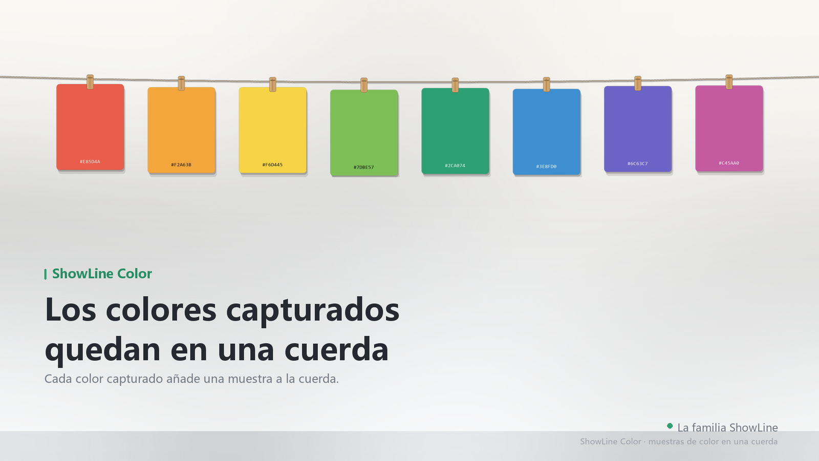 Tarjetas de color en la cuerda