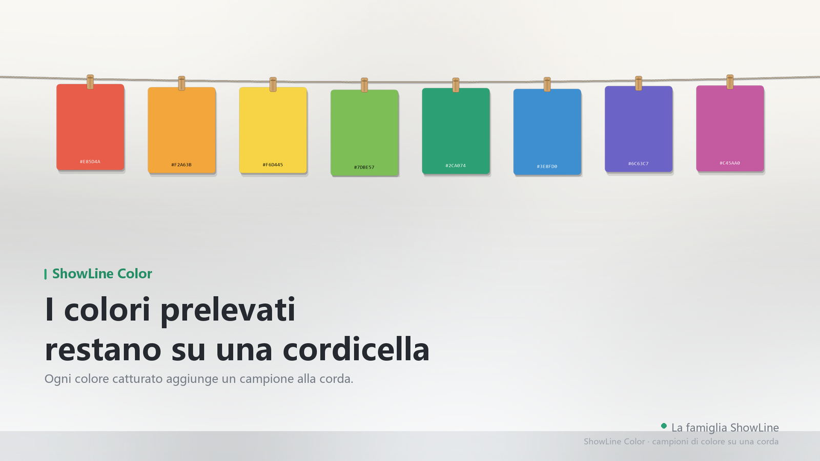 Schede colore sul filo