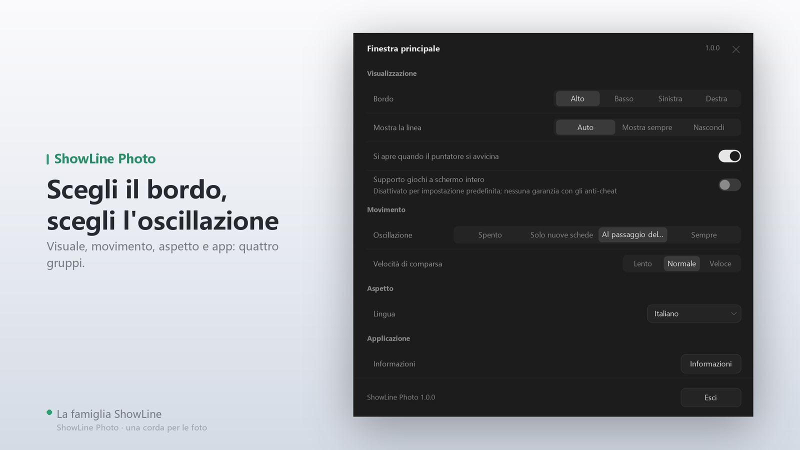 Schermo, movimento, aspetto, app