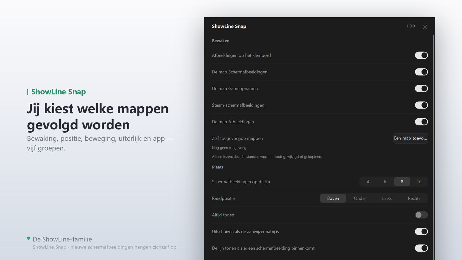 Bronnen, beweging, positie, app
