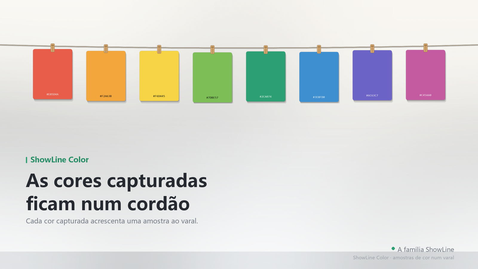 Cartões de cor na corda